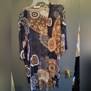 Navy and Tan Floral Kimono Tunic